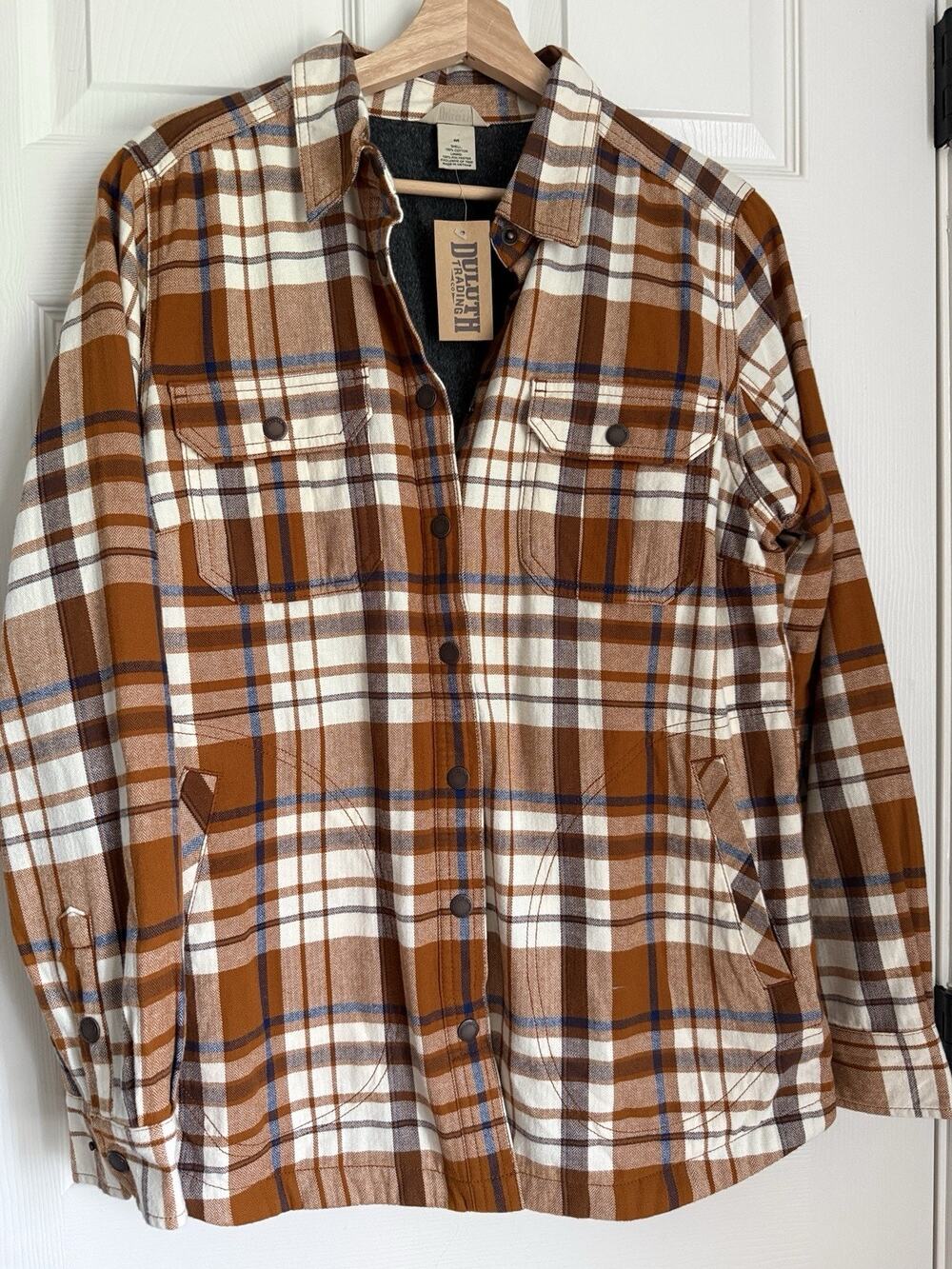 Duluth Trading Free Swingin Lined Flannel Shirt Jac Womens M Plaid NWT
